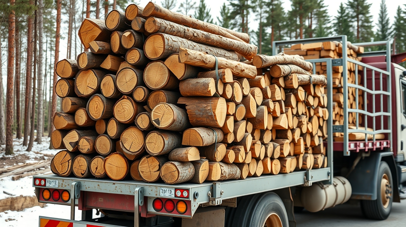 bois de chauffage semi-remorque