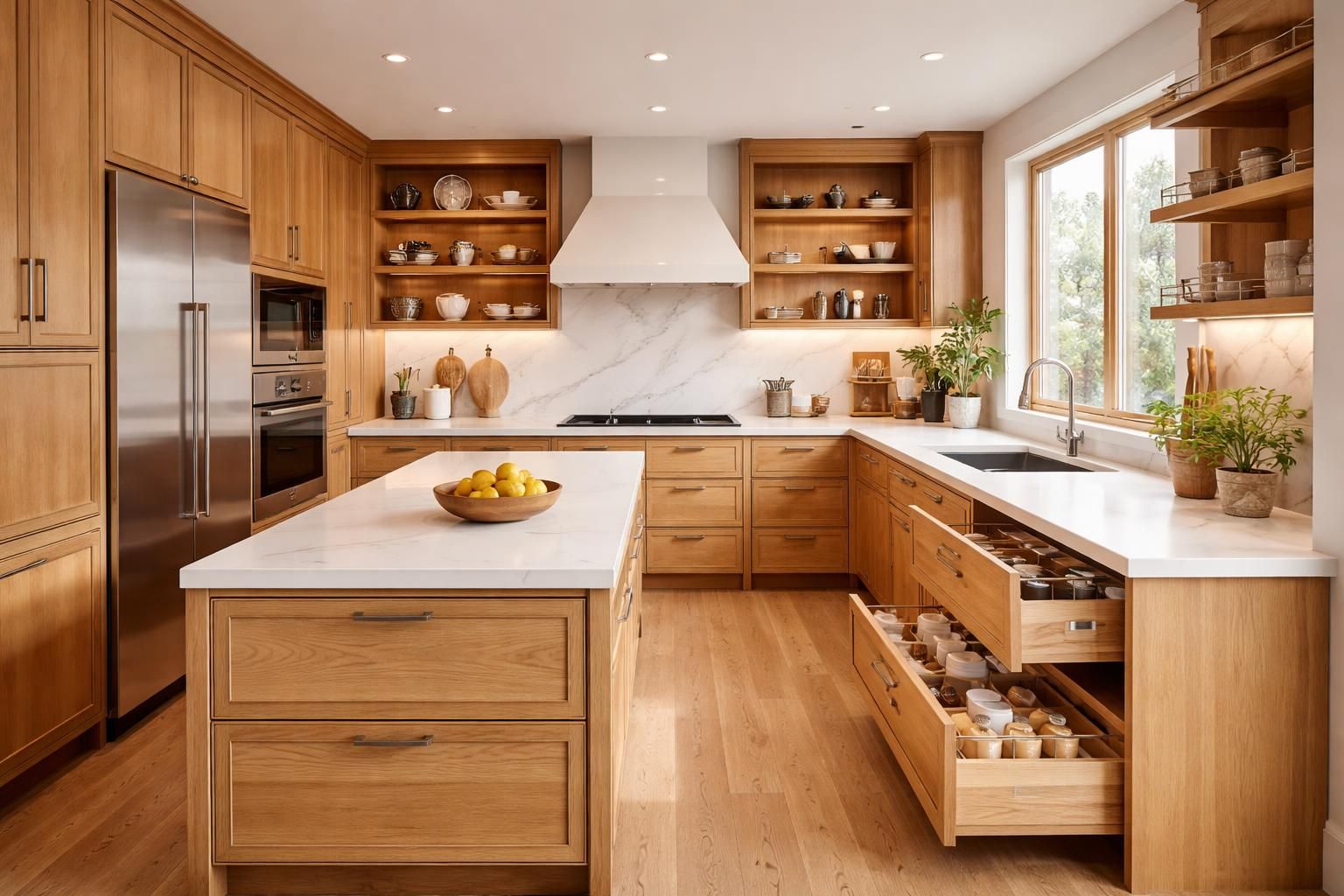 découvrez nos idées d’aménagement pour une cuisine sur mesure et les matériaux adaptés pour allier design et fonctionnalité, réalisés par un menuisier expert.