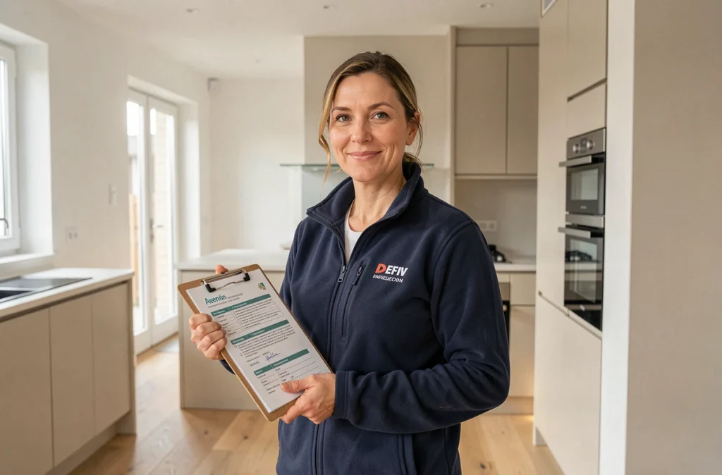Responsable de Justine Veillet SARL supervisant une rénovation générale dans un intérieur rénové moderne